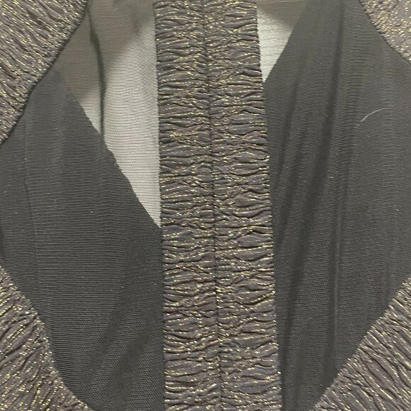 Artelier Nicole Miller Black Gold Metallic Cutout Back Cocktail Dress - Picture 3 of 5